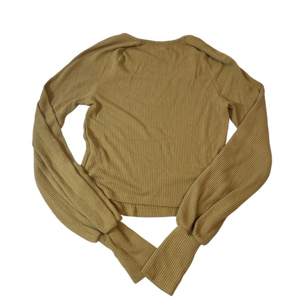 y2k brown square neck long sleeve top fall elena gilbert autumn cozy minimal 90s - Picture 2 of 7